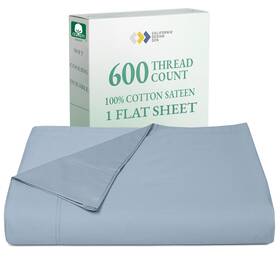 California Design Den 840307154163 Queen Size Flat Sheet Only - 100% Cotton 600 Thread Count 1 Piece Extra
