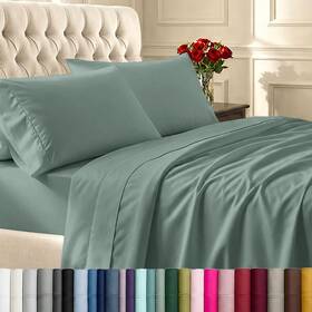 California Design Den 840307158703 Split King Size Sheets 100% Cotton Sateen Adjustable Bed Sage Green