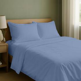 California Design Den 840307179043 Natural 100% Cotton Sheets Full 06 - Blue Hydrangea