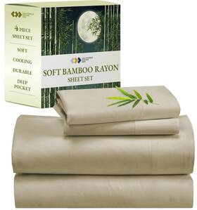 California Design Den 840307182456 Queen Size Rayon From Bamboo Sheets Set Cooling California Design Den 840307182456 Queen Size Rayon From Bamboo Sheets Set Cooling