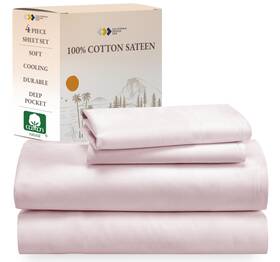 California Design Den 840307183804 Full Size Sheets Set - Natural 100% Cotton Bed With Deep