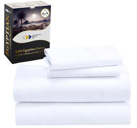 California Design Den 840307186362 Certified 100% Egyptian Cotton Sheets Queen Size Bed Set - Crisp Percale Quee