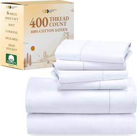 Cdd-400tc-ls-cotton California Design Den Cdd-400tc-ls-cotton- P 400 Thread Count 100% Cotton Sheets King Size Sheet Set