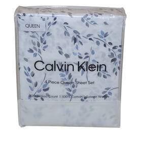 Calvin Klein 199165063828 4-piece Cotton Sateen Weave Queen Sheet Set 300 Tc Airy Botanical B Calvin Klein 199165063828 4-piece Cotton Sateen Weave Queen Sheet Set 300 Tc Airy Botanical B