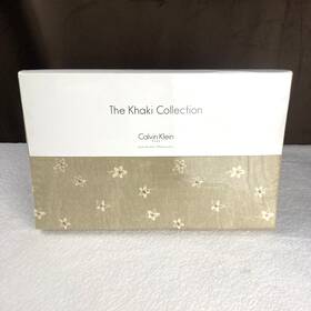 405905 Calvin Klein New And Sealed Vtg Khaki Collection Cambium Flower Queen Flat Sheet