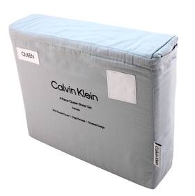 Calvin Klein 883893881075 Queen Size Gray 4 Pc. All-cotton 270 Thread Count Percale Sheet Set
