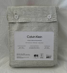 Calvin Klein 883893923478 4 Pc 300 Tc 100% Cotton Green Basketweave Cal. King Sheet Set Nip Calvin Klein 883893923478 4 Pc 300 Tc 100% Cotton Green Basketweave Cal. King Sheet Set Nip