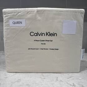 Calvin Klein 883893966154 100% Cotton Percale 270tc Ivory Queen Sheet Set New Calvin Klein 883893966154 100% Cotton Percale 270tc Ivory Queen Sheet Set New
