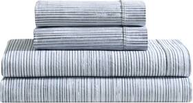 Ushsa01277087 Calvin Klein Washed Cotton Percale Luxury 4 Pc King Sheet Set Wavy Striped New