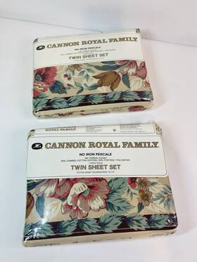 Cannon 043306217772 Vtg Royal Family Twin 3 Pc Sheet Set No Iron Percale Of 2