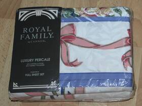 Cannon 043306569833 Royal Family 4 Pc Full Sheet Set English Country Garden Cotton Blend Nos