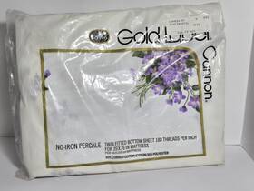75-115-770 Cannon Vtg Gold Label No-iron Percale Twin Fitted Sheet Sentimental Violets Nos