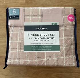 Cannon 881813302655 Classic 6 Piece King Sheet Set 100 Polyester Pink Gray White Bedding Cannon 881813302655 Classic 6 Piece King Sheet Set 100 Polyester Pink Gray White Bedding
