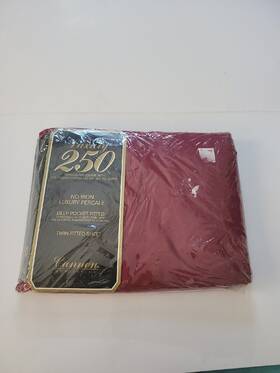 Cannon Mills 043306469904 Luxury 250 Thread Count Twin Fitted Sheet Burgundy No Iron Percale