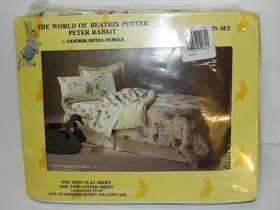 77-075-700  Cannon Royal Family World Of Beatrix Potter Peter Rabbit Twin Sheet Set - Alphabet New