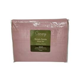 Canopy 890104569943 New 300 Thread Count Simply Solids Pink Rose Cotton Twill Sheet Set Twin