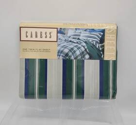 Caress 018251629468 Vintage Mervyns Presidio Stripe Twin Flat Sheet No-iron Percale New Usa