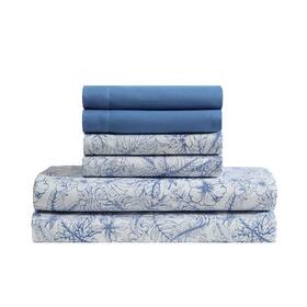 Caribbean Joe 048986872129 6-piece Sheet Set With Cooling Pillowcases 10-inch Deep Pockets Tropical Be
