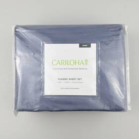 873536 Cariloha Classic Bamboo Sheet Set King Lagoon Blue Viscose Cooling Bedding New