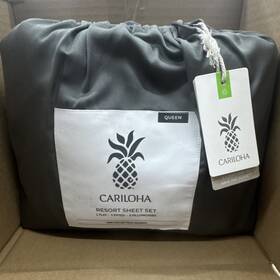 Chrqqqba02-216872 Cariloha Resort Sheet Set Queen Gray Viscose From Bamboo Cooling Odor Resist