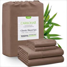 I0117174 Cariloha Classic 100% Organic Bamboo Viscose Sheets - 4-piece King Sheet Set 18 In E
