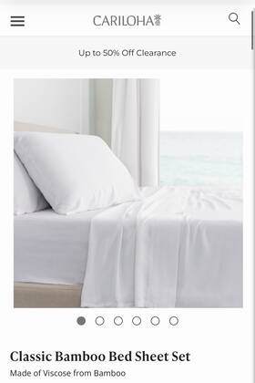 Cariloha Rn#108723 Classic Bamboo 100% Viscose From Sheet Set Queen White