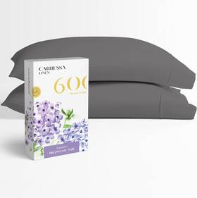 Cl-usa-co-spc-600tc-darkgrey Carressa Originals Linen 100% Egyptian Cotton Pillow Cases Set Of 2-600 Thread Count Graph