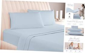 Tc600-skyblue-queen Carressa Originals Luxury Egyptian Cotton 4 Pc Size Sheet Set - 600 Thread Count Queen Sky Blue
