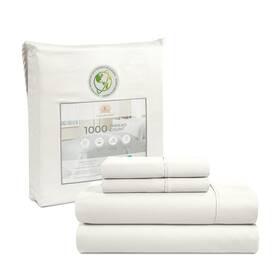 Cp10004c-qn-wht Casa Platino 1000 Thread Count Queen Sheet Set 4 Pieces Cotton Rich Deep Pocket Super