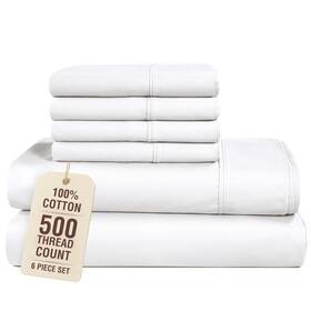 Cp500ss-fl-wht Casa Platino Full Size Sheets 6 Piece 100% Cotton Bed Sheet 01 White