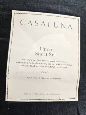 06-100088 Casaluna King Size Washed Well-being Hemp Sheet Set Charcoal