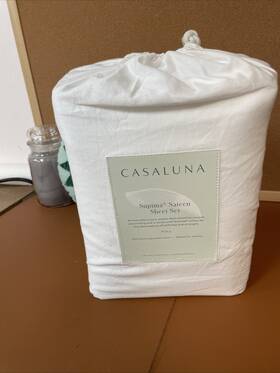 062-10-0212 Casaluna Full Size 500 Tc Washed Supima Sateen Sheet Set - Fresh White