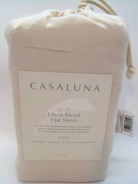 062-10-0382 Casaluna Queen Linen Blend Flat Sheet Natural Snowfall White New With Tags 062-10-0382 Casaluna Queen Linen Blend Flat Sheet Natural Snowfall White New With Tags