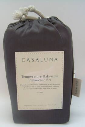 Casaluna 191908116730 Temperature Balancing King Sateen Solid Pillowcase Set Metal Gray