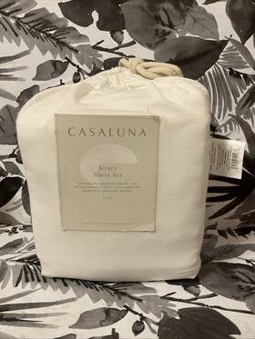 Casaluna 191908120973 Jersey 4pc Solid Sheet Set White Full Size As Shown