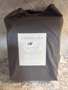 Casaluna 191908126418 - Supima Percale 4pc Full Size Sheet Set Dark Gray
