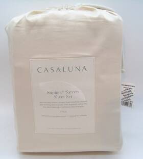 Casaluna 191908127897 500 Thread Count Supima Sateen Solid Sheet Set Full Size Natural 2020