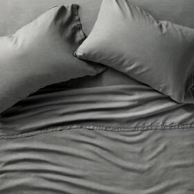 Casaluna 191908133836 100% Linen Dark Grey Full Size 4-piece Sheet Set Brand New