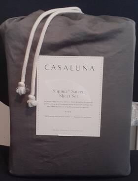 Casaluna 191908347295 King 500 Thread Count Washed Supima Sateen Solid Sheet Set Dark Gray Casaluna 191908347295 King 500 Thread Count Washed Supima Sateen Solid Sheet Set Dark Gray