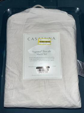 Casaluna 191908347653 Supima Percale Solid Sheet Set Full Size Natural