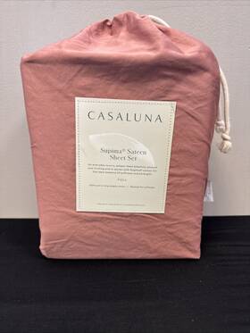Casaluna 191908452050 Full Size 500 Thread Count Washed Supima Sateen Sheet Set - Rose
