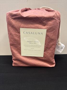 Casaluna 191908452661 500 Thread Count Supima Sateen Solid Sheet Set Queen Size Modern Rose