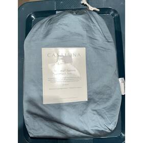 Casaluna 191908879710 4 Piece Full Sheet Set In Light Teal Open Package