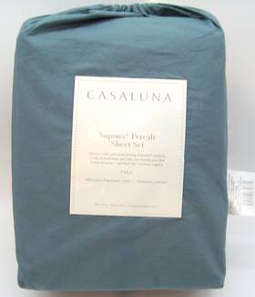 Casaluna 191908879871 Supima Percale Sheet Set Full Size Teal Green 250 Thread Count