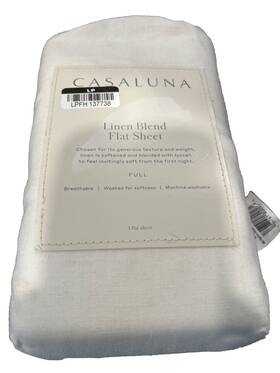 Casaluna 196761800581 Full Linen Blend Flat Sheet Natural - Never Used