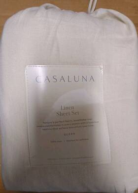 80932438 Casaluna 100% Washed Linen Solid Sheet Set - 80932438 Casaluna 100% Washed Linen Solid Sheet Set -