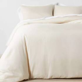 82866130 Casaluna Duvet Cover Set Cotton/lyocell Blend Oeko-tex Corner Ties Cream King