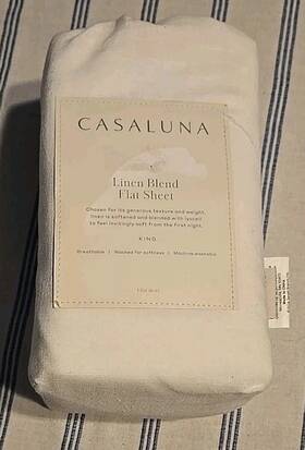 87685556 Casaluna Linen Blend Flat Sheet King Size Breathable K-fresh White 87685556 Casaluna Linen Blend Flat Sheet King Size Breathable K-fresh White