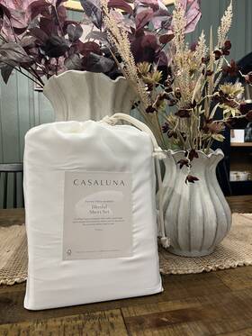 91900185 Casaluna Full 400 Thread Count Rayon From Bamboo Sheet Set White - New 91900185 Casaluna Full 400 Thread Count Rayon From Bamboo Sheet Set White - New
