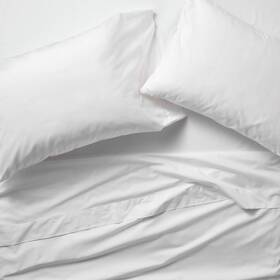 91900186 Casaluna King 400 Thread Count Percale Sheet Set White - 91900186 Casaluna King 400 Thread Count Percale Sheet Set White -